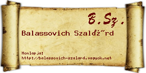 Balassovich Szalárd névjegykártya